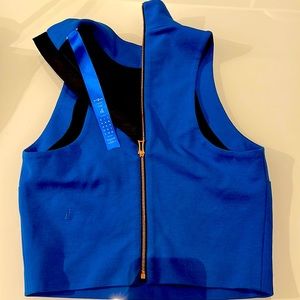 Unworn Kit and Ace royal blue crop top with rose gold zipper in back